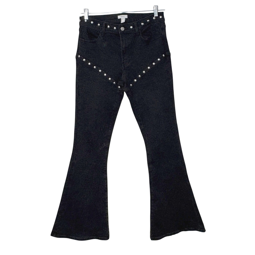 Womens Studded Flare Jeans Size 29 Y2K Western Cowgirl Rodeo Rock Moto Concert